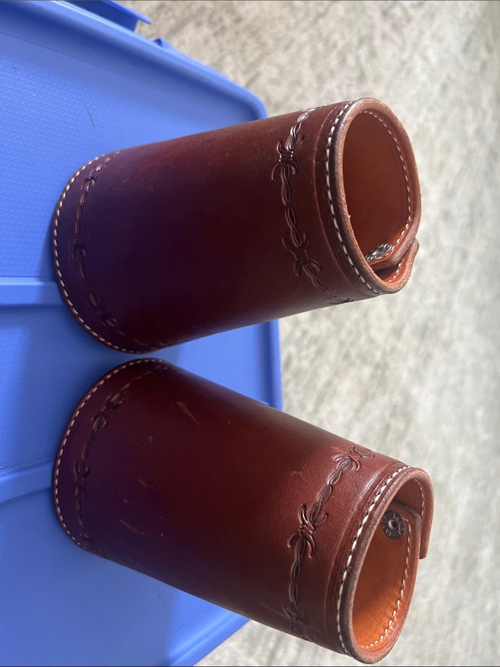 Brown Leather Wrist Cuffs- Tan with snaps
